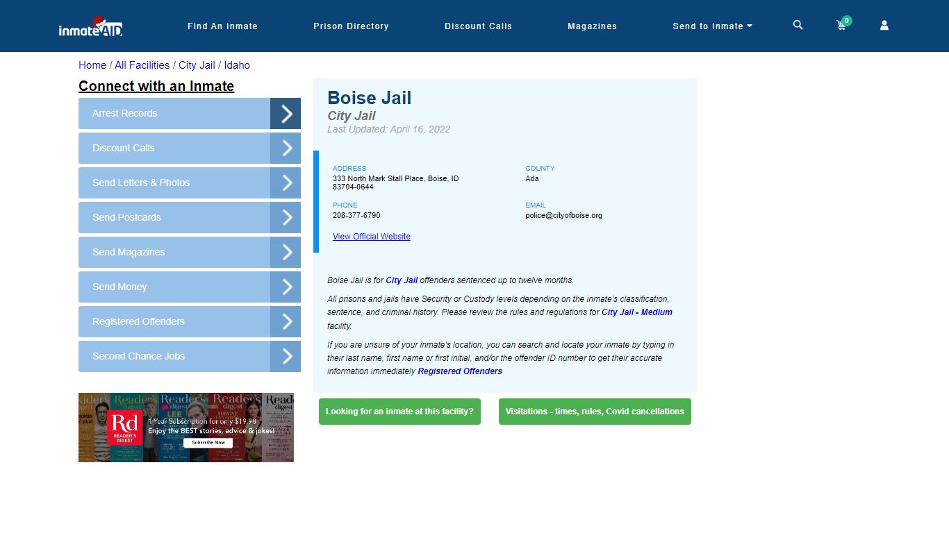 Boise Jail | Inmate Locator